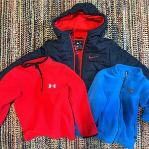 Boys Nike, Under Armour, Columbia jackets and fleece size 4